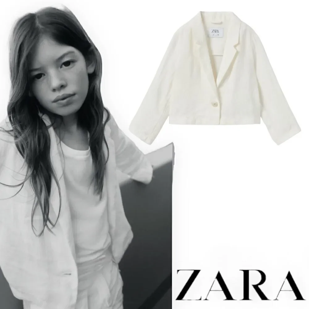 ZARA Kids | White | CROP LINEN BLAZER
